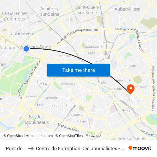 Pont de Neuilly to Centre de Formation Des Journalistes - Université Panthéon-Assas map