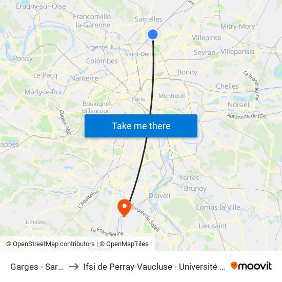 Garges - Sarcelles to Ifsi de Perray-Vaucluse - Université Paris-Saclay map