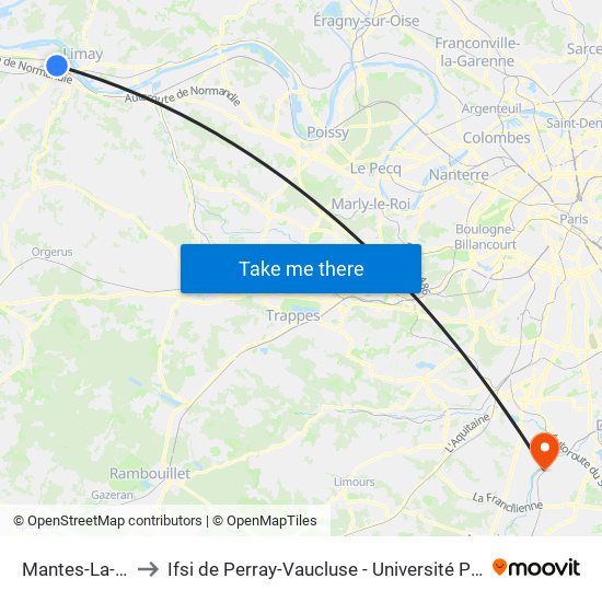 Mantes-La-Jolie to Ifsi de Perray-Vaucluse - Université Paris-Saclay map