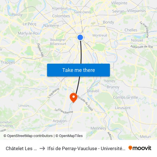 Châtelet Les Halles to Ifsi de Perray-Vaucluse - Université Paris-Saclay map