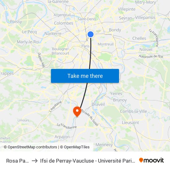Rosa Parks to Ifsi de Perray-Vaucluse - Université Paris-Saclay map