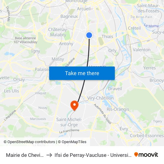 Mairie de Chevilly-Larue to Ifsi de Perray-Vaucluse - Université Paris-Saclay map