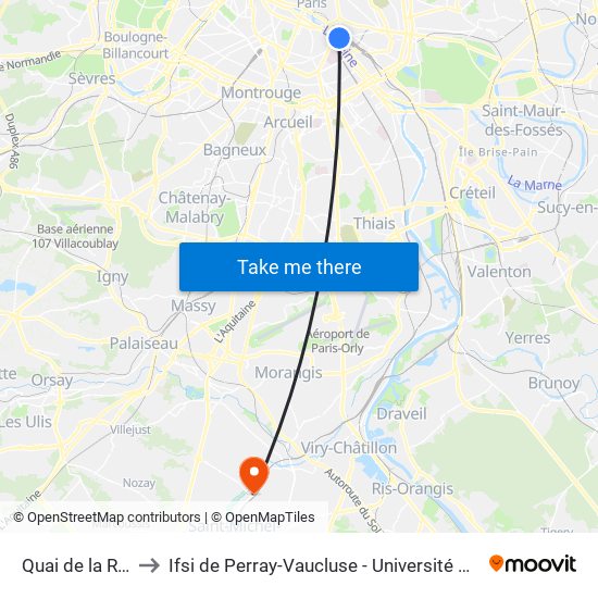 Quai de la Rapée to Ifsi de Perray-Vaucluse - Université Paris-Saclay map