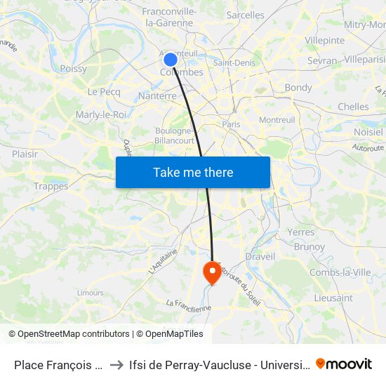 Place François Rabelais to Ifsi de Perray-Vaucluse - Université Paris-Saclay map