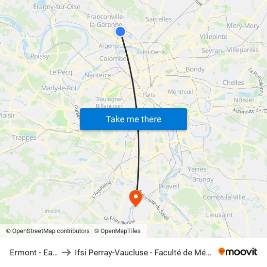 Ermont - Eaubonne to Ifsi Perray-Vaucluse - Faculté de Médecine Paris-Saclay map