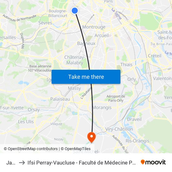 Javel to Ifsi Perray-Vaucluse - Faculté de Médecine Paris-Saclay map