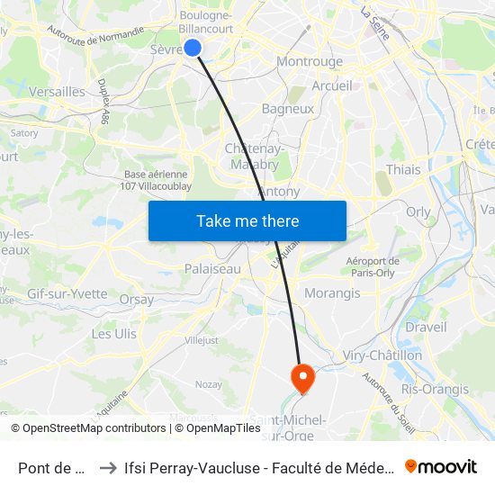 Pont de Sèvres to Ifsi Perray-Vaucluse - Faculté de Médecine Paris-Saclay map