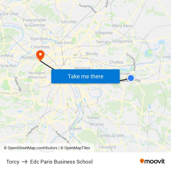 Torcy to Edc Paris Business School map