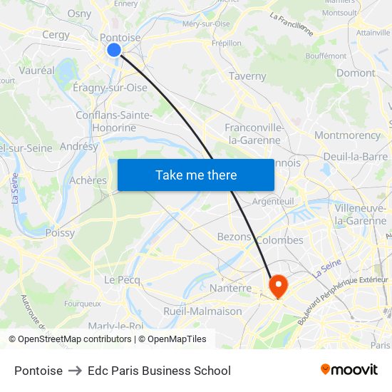 Pontoise to Edc Paris Business School map