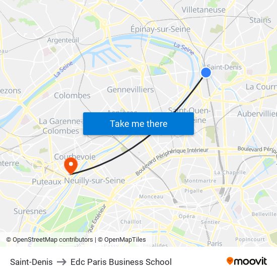 Saint-Denis to Edc Paris Business School map