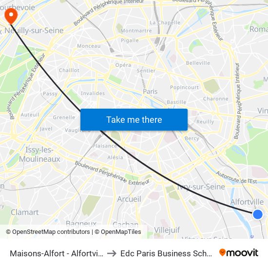 Maisons-Alfort - Alfortville to Edc Paris Business School map