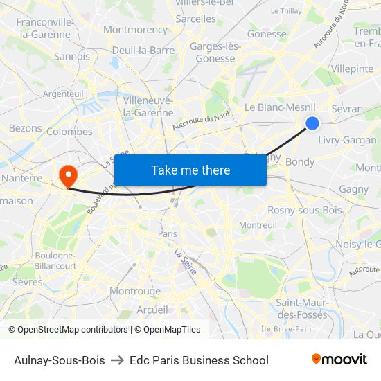 Aulnay-Sous-Bois to Edc Paris Business School map