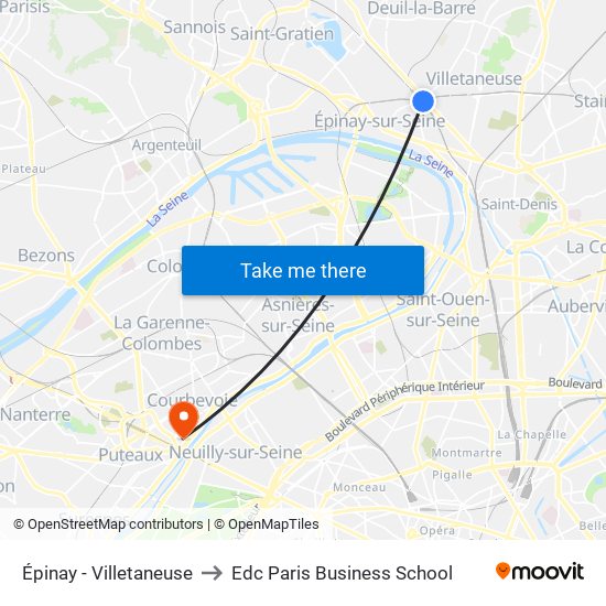 Épinay - Villetaneuse to Edc Paris Business School map