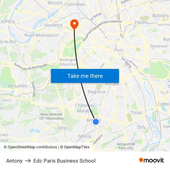 Antony to Edc Paris Business School map