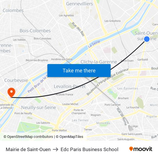 Mairie de Saint-Ouen to Edc Paris Business School map