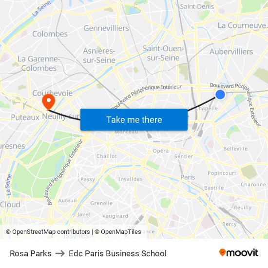 Rosa Parks to Edc Paris Business School map