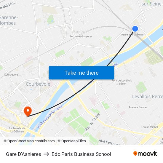 Gare D'Asnieres to Edc Paris Business School map