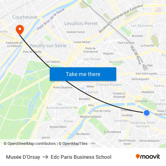 Musée D'Orsay to Edc Paris Business School map