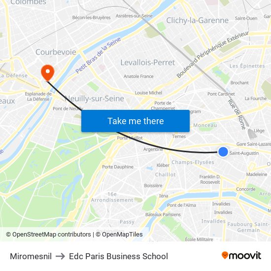 Miromesnil to Edc Paris Business School map