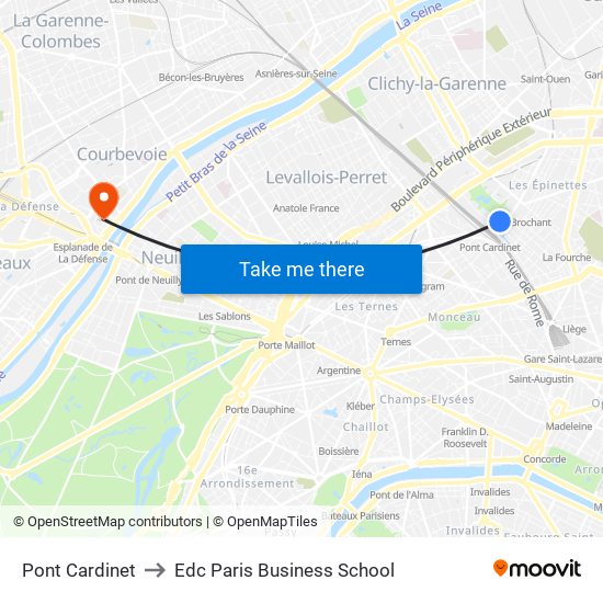 Pont Cardinet to Edc Paris Business School map