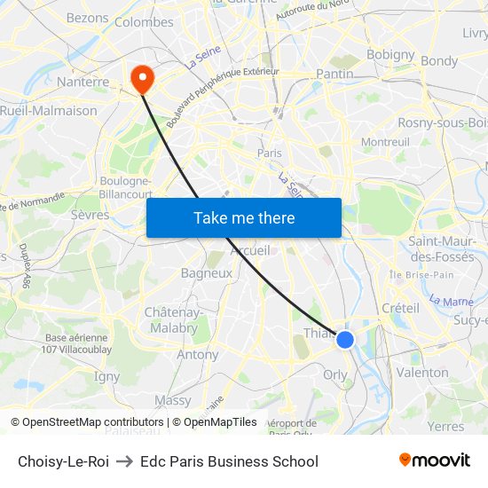 Choisy-Le-Roi to Edc Paris Business School map