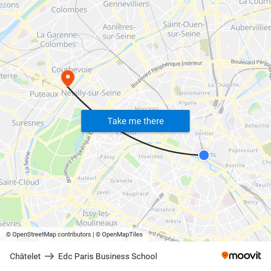 Châtelet to Edc Paris Business School map