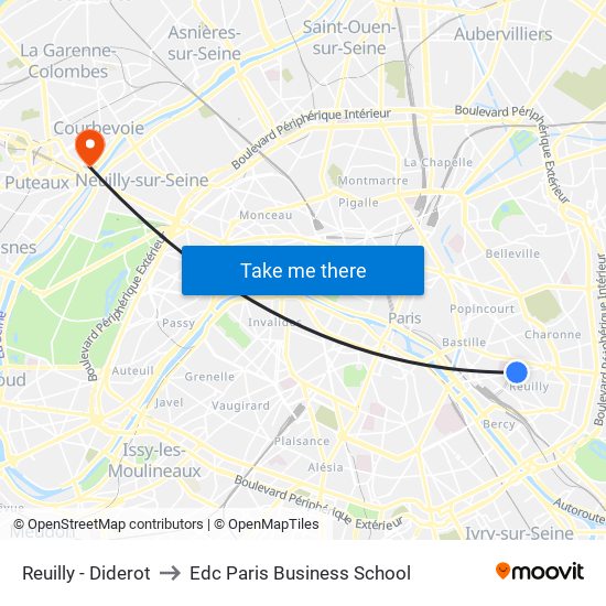 Reuilly - Diderot to Edc Paris Business School map