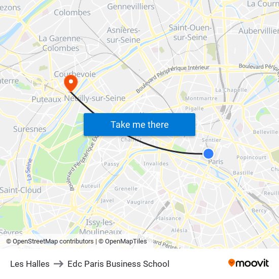 Les Halles to Edc Paris Business School map