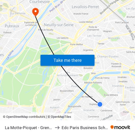 La Motte-Picquet - Grenelle to Edc Paris Business School map