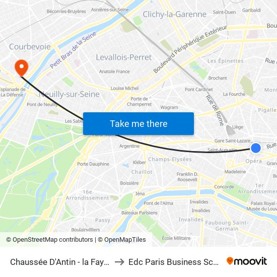 Chaussée D'Antin - la Fayette to Edc Paris Business School map