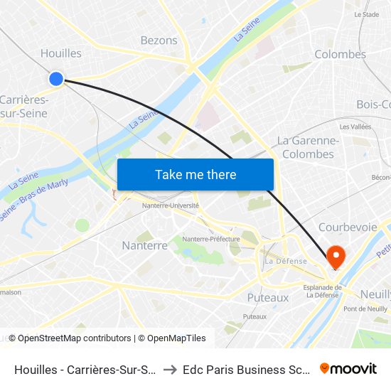 Houilles - Carrières-Sur-Seine to Edc Paris Business School map
