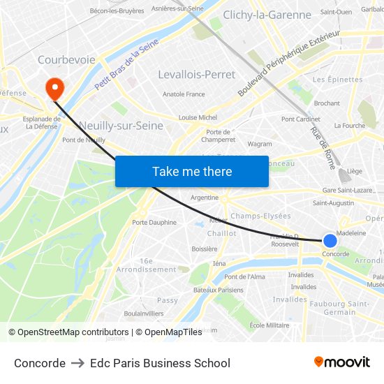 Concorde to Edc Paris Business School map