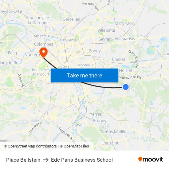 Place Beilstein to Edc Paris Business School map