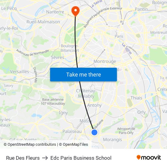 Rue Des Fleurs to Edc Paris Business School map