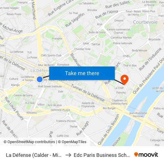 La Défense (Calder - Miro) to Edc Paris Business School map
