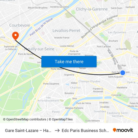 Gare Saint-Lazare – Havre to Edc Paris Business School map