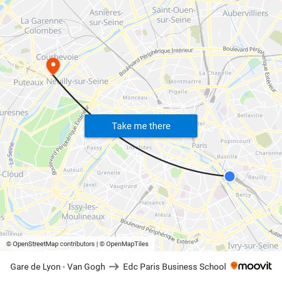 Gare de Lyon - Van Gogh to Edc Paris Business School map