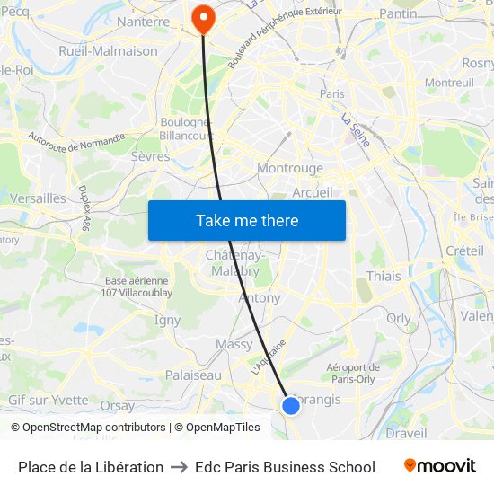 Place de la Libération to Edc Paris Business School map