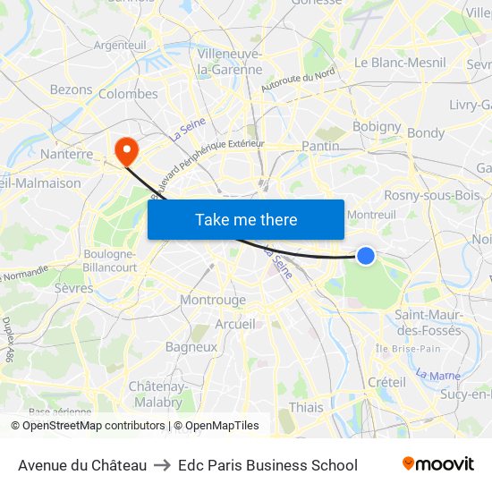 Avenue du Château to Edc Paris Business School map