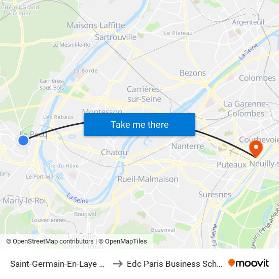 Saint-Germain-En-Laye RER to Edc Paris Business School map