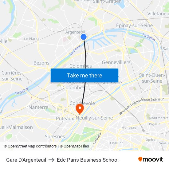 Gare D'Argenteuil to Edc Paris Business School map