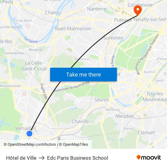 Hôtel de Ville to Edc Paris Business School map