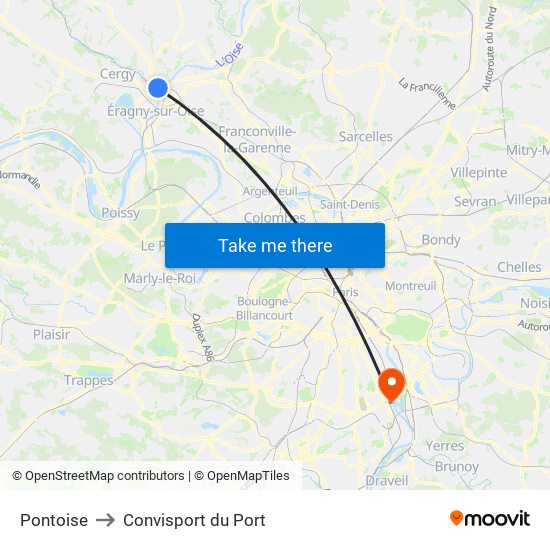 Pontoise to Convisport du Port map