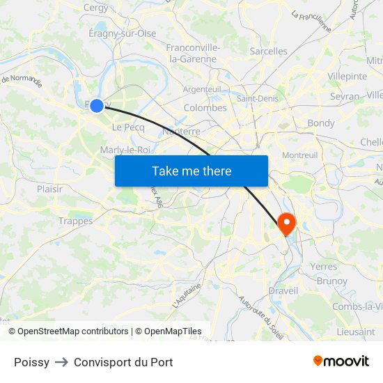 Poissy to Convisport du Port map