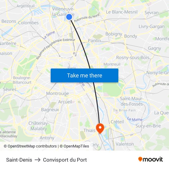 Saint-Denis to Convisport du Port map