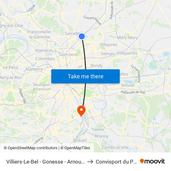 Villiers-Le-Bel - Gonesse - Arnouville to Convisport du Port map