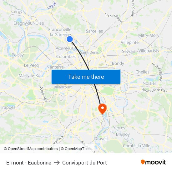 Ermont - Eaubonne to Convisport du Port map