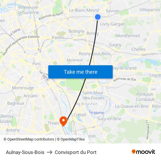 Aulnay-Sous-Bois to Convisport du Port map