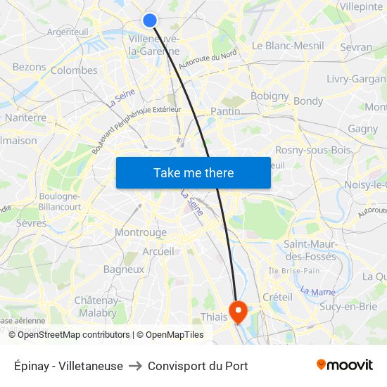 Épinay - Villetaneuse to Convisport du Port map