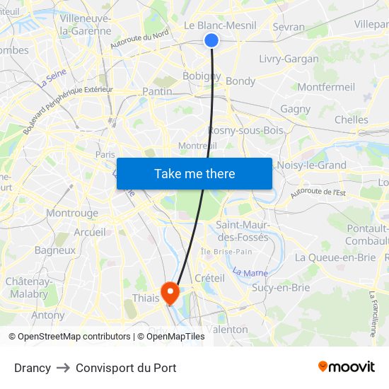 Drancy to Convisport du Port map